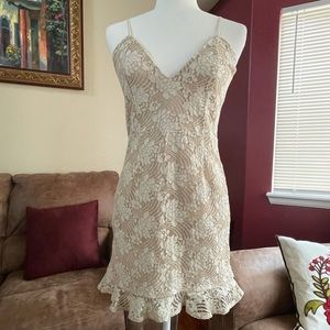 By The Way Beige Lace Mini Dress Size M